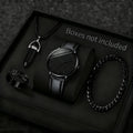 Men's Fashion Watch Jewelry Set - Quartz Wristwatch, Necklace, Bracelet & Ring, Multiple Colors
