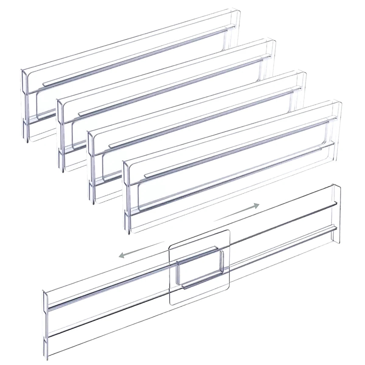 Adjustable Transparent Drawer Dividers Set for Clothes & Kitchen Storage