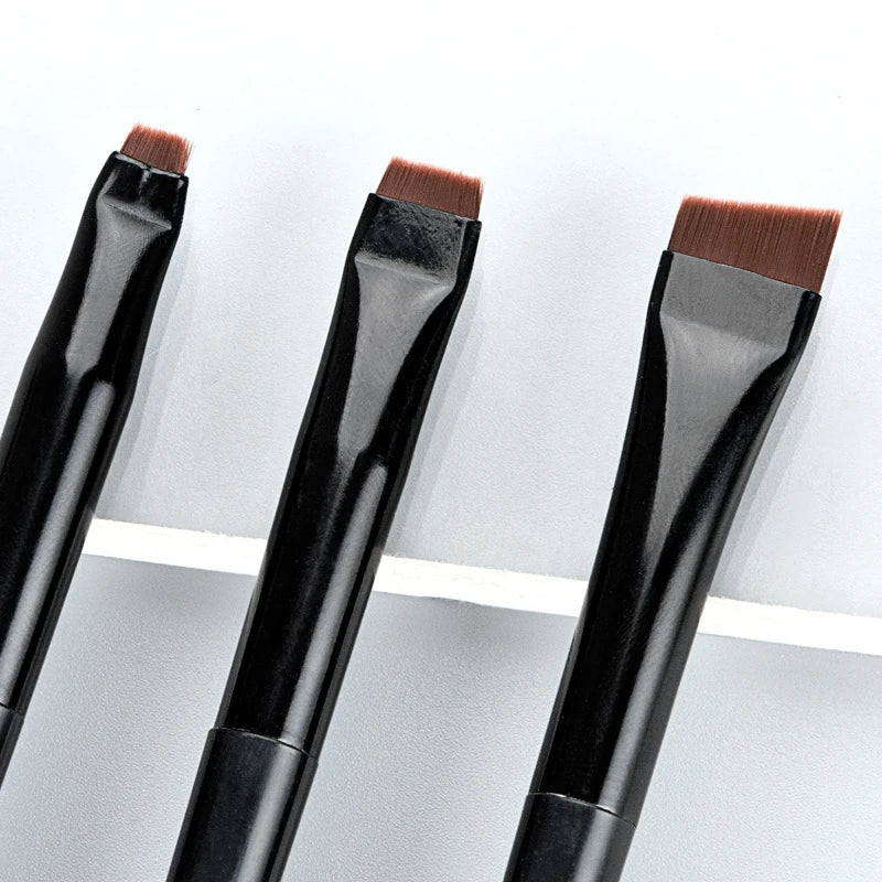 3pcs Eyeliner and Eyebrow Makeup Brush Set - Portable Flat Fine Contour Tools