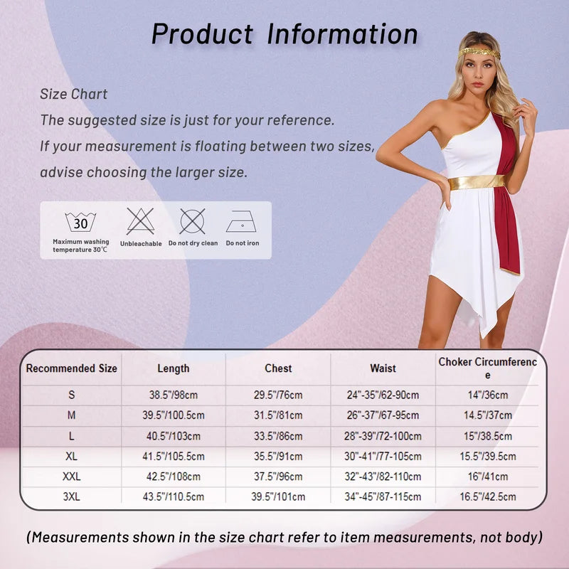 Greek Costume Dress for Women - Princess Queen Toga Cosplay Fancy Dress