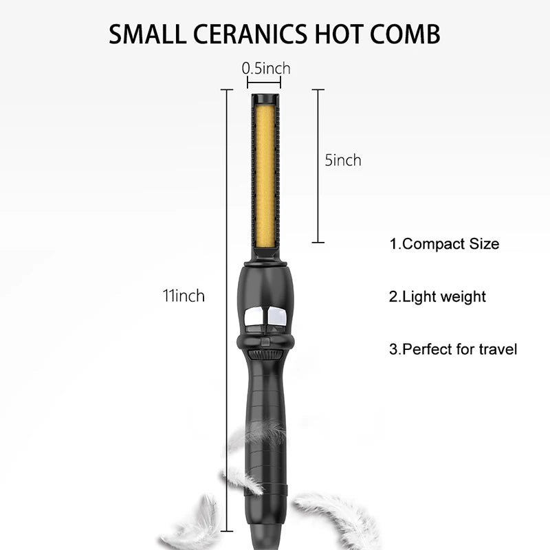 45W PTC Fast Heating Hot Comb with Voltage Options - Hair Straightening Brush for Salon & Home Use