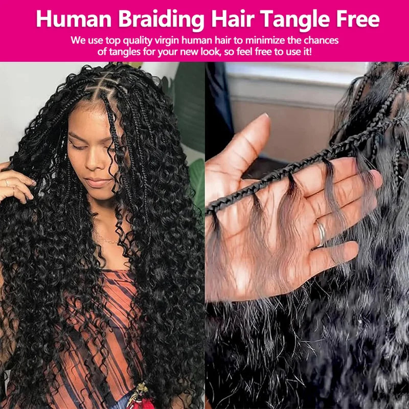 Deep Wave Human Hair Bundles for Braiding & Crochet - 16-26 Inch, 50g/100g