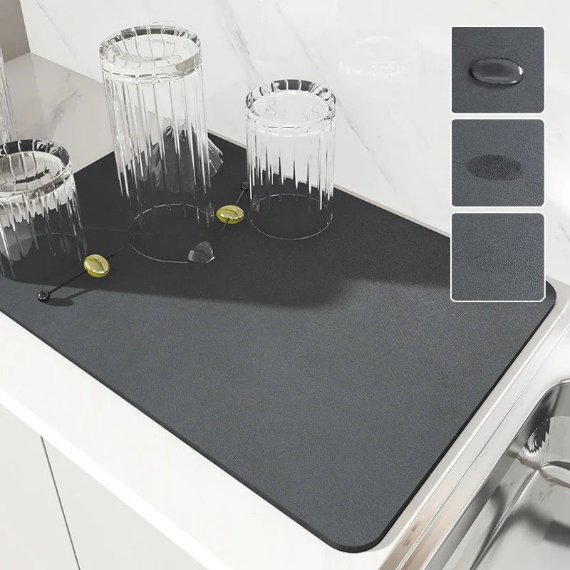 Large Absorbent Kitchen Drain Mat Non-Slip Draining & Drying Pad