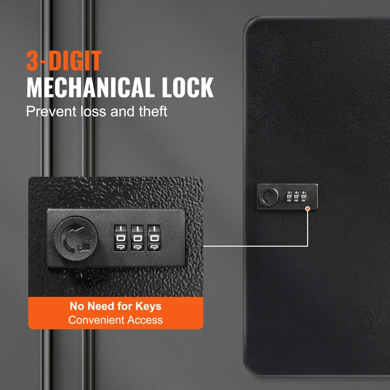 48-Key Steel Lockable Key Cabinet with Adjustable Racks & Mechanical Lock