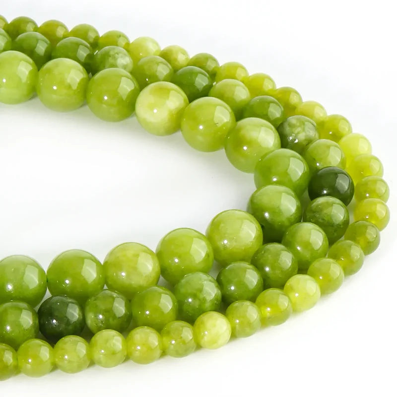 Natural Peridot Chalcedony Green Jades Bead Set for Jewelry Making - 6/8/10mm