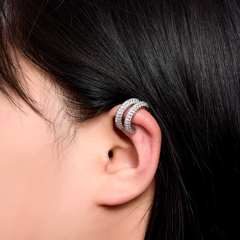 Cartilage Clip Earrings for Women Geometric Zirconia No Piercing Jewelry Gold Silver