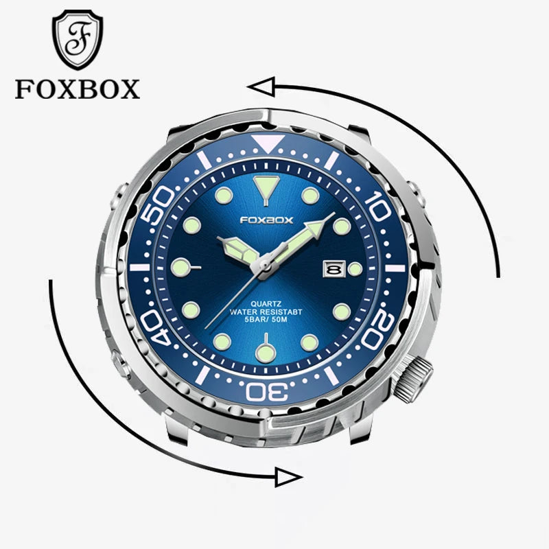 Men's Waterproof Sport Quartz Watch 50ATM Diver Watch with Date