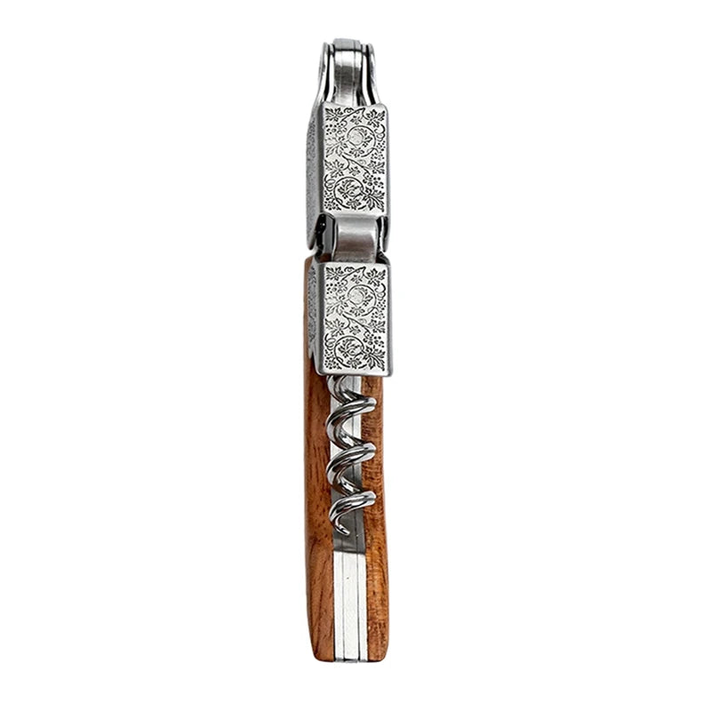 Professional Waiters Corkscrew with Ergonomic Wooden Handle and Bottle Opener