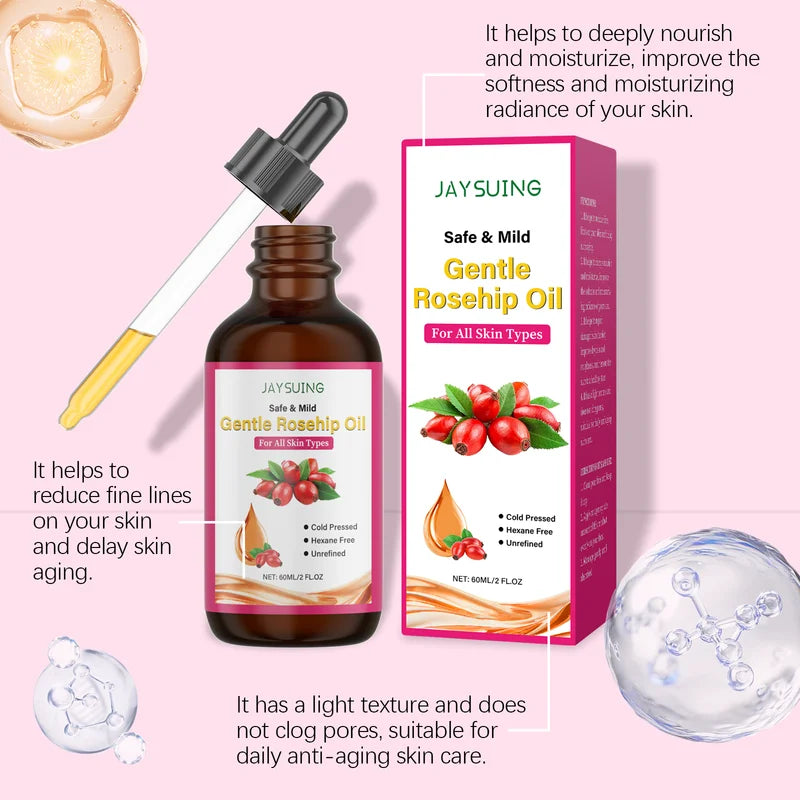 Rosehip Facial Oil - Moisturizing Anti-Aging Skin Care Serum for Hydration & Softness