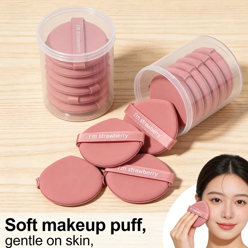 Pink Drop-Shaped Makeup Powder Puffs Set of 7 for Face & Foundation