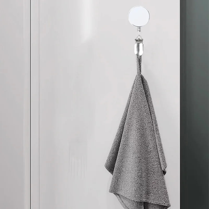 Automatic Retractable Towel Rack Wall Mount No Punch Self-Adhesive Bathroom Towel Holder