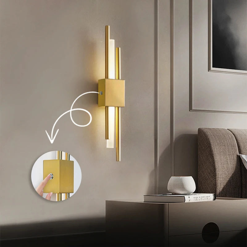 Modern Nordic LED Wall Sconce Lamp with USB & Acrylic Shade for Bedroom Living Room