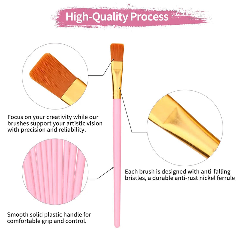 10-Piece Artist Paint Brush Set - Nylon Hair Watercolor & Body Painting Tools