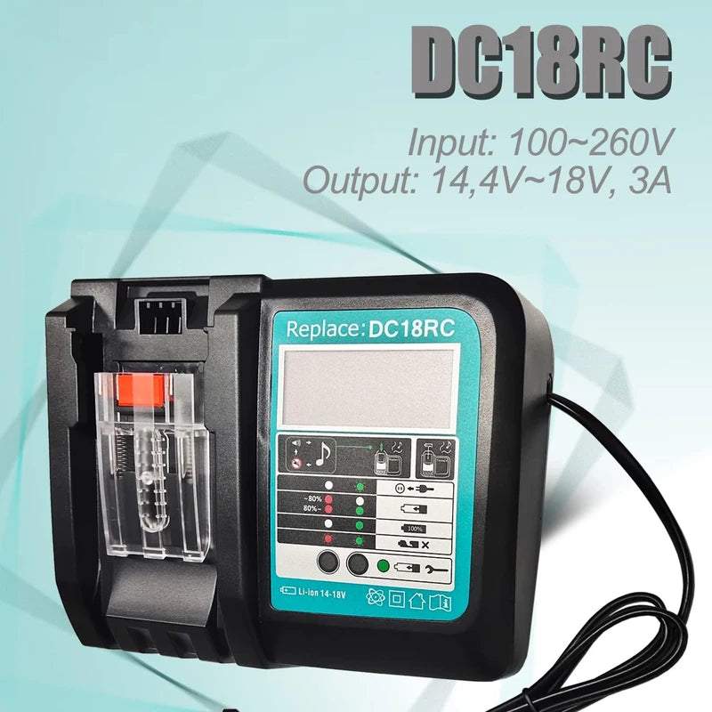 Battery Charger for Makita 14.4V-18V Li-ion Power Tools with LED Display