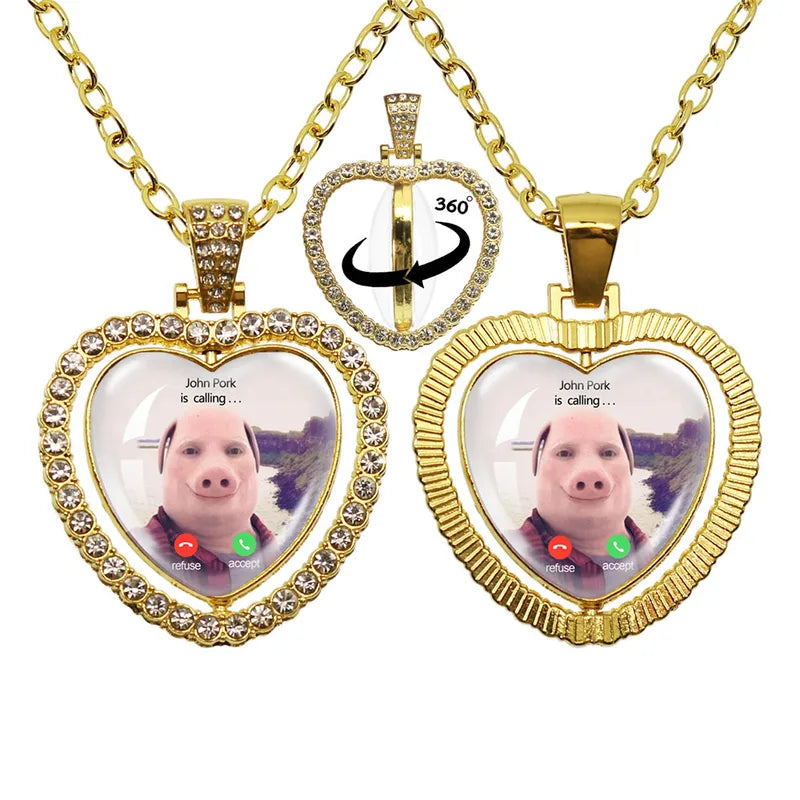 Humorous Pig Call Phone Necklace - Heart-Shaped Pendant Jewelry Gift for Pig Lovers