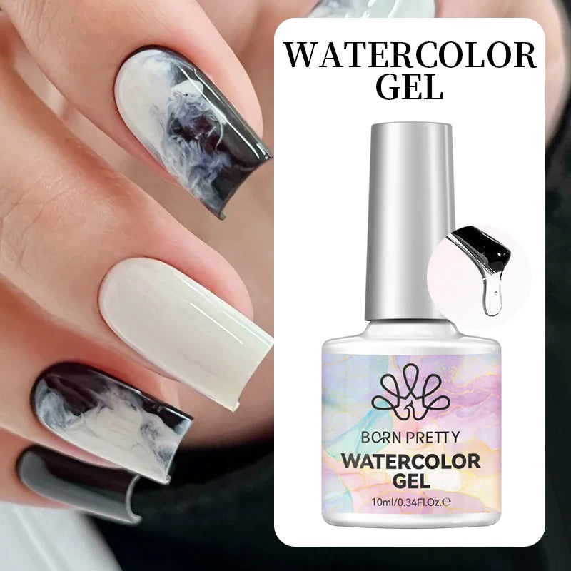 Watercolor Gel Nail Polish - Clear 10ml for Marble & Spreading Effects