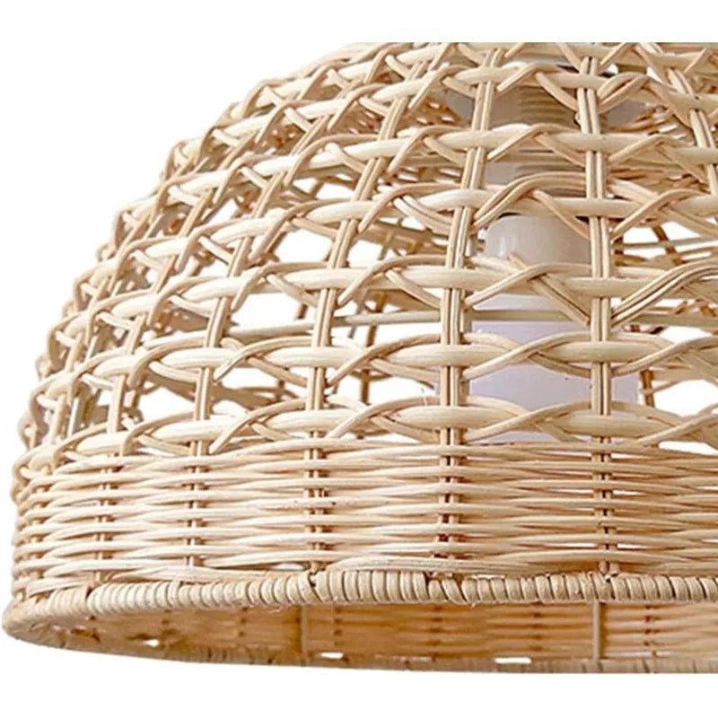 Boho Wicker Rattan Hanging Pendant Light for Kitchen Island & Bedroom - 28cm
