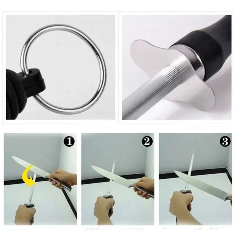 Professional Carbon Steel Knife Sharpener Rod with ABS Handle - Durable Kitchen Tool