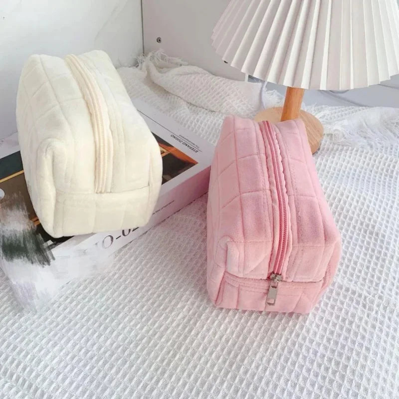 Small Cosmetic Bag for Travel and Makeup Storage - Portable Plush Organizer