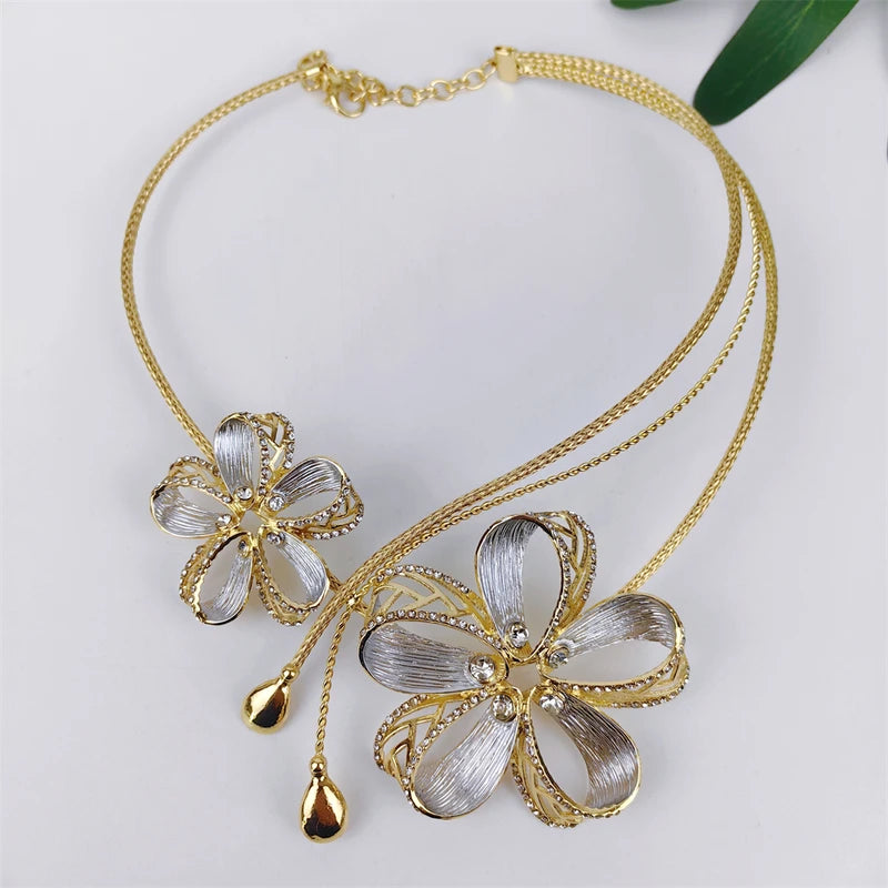 Dubai 18K Gold Plated Jewelry Set for Women - Necklace Earrings Bracelet Ring Bridal Wedding Gift