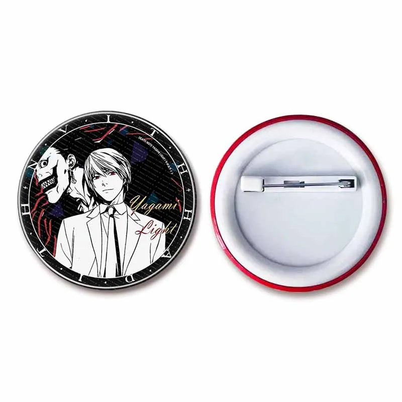 Anime Death Note Button Pins Set - Light Yagami & Ryuk Round Brooches for Cosplay & Accessories