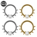 Titanium Septum Nose Ring 16G Hinge Clicker with Zircon Stone - Body Jewelry