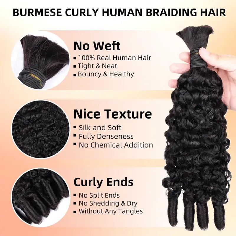 15A Human Braiding Hair Bulk for Boho & Spiral Braid Extensions - Unprocessed Virgin Hair