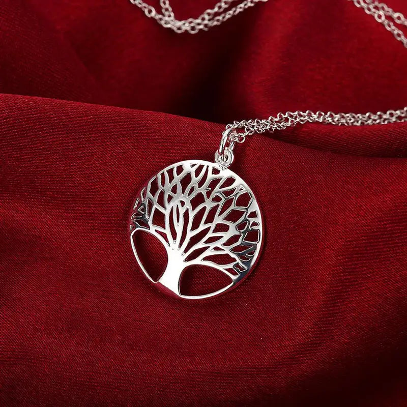 925 Sterling Silver Leaf Pendant Necklace and Earrings Jewelry Set for Women