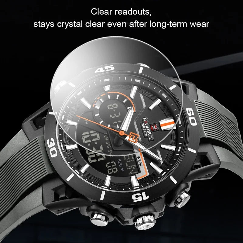 Men's Dual Display Sports Watch Waterproof LED Chronograph with Alarm