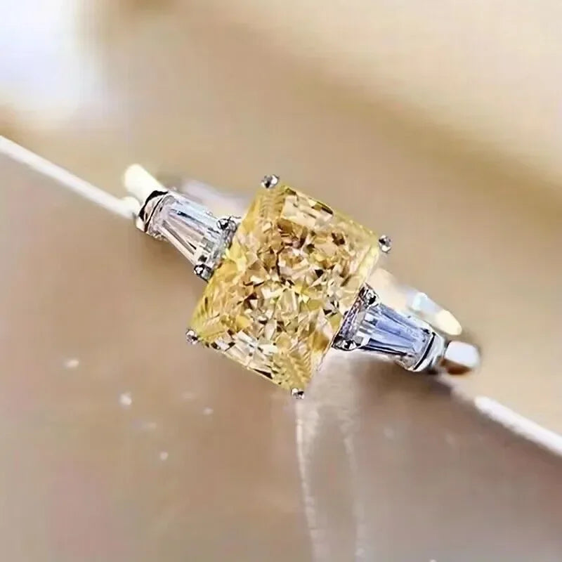Elegant Square Pink Cubic Zirconia Engagement Ring for Women - Trendy Jewelry Gift