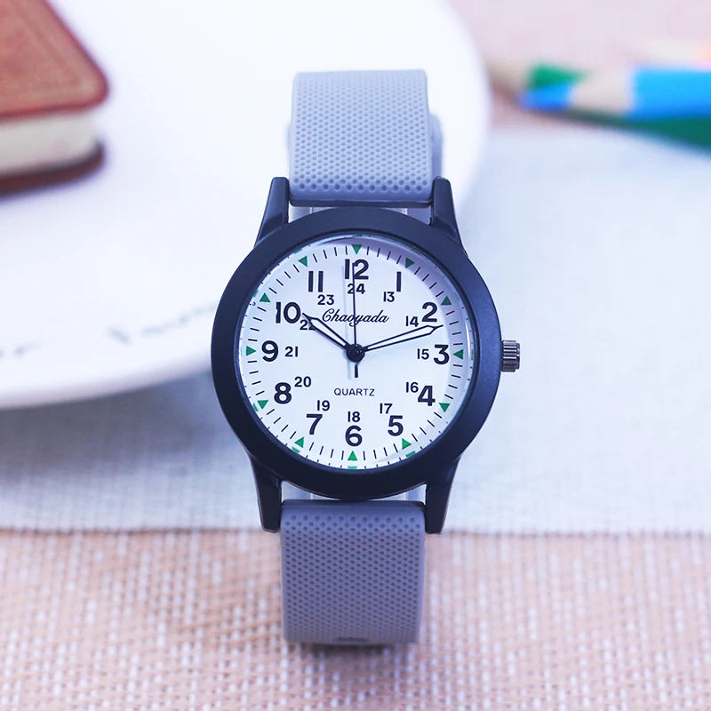 Children's Luminous Sports Watch with Silicone Strap - Waterproof Quartz Wristwatch