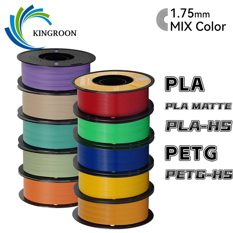 5kg 3D Printer Filament Set - PLA, PETG, HS-PLA, HS-PETG, Matte