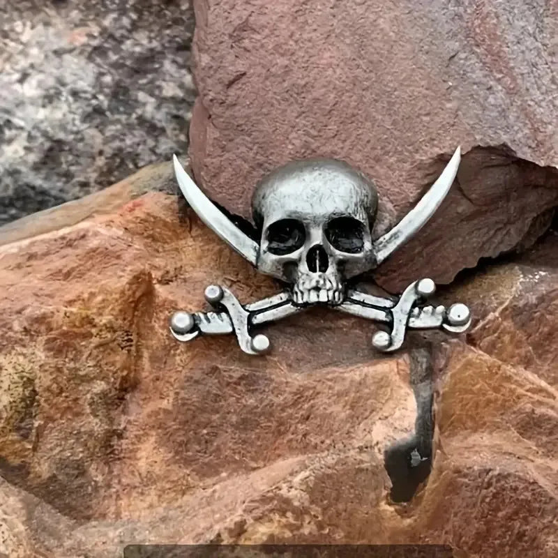 Halloween Punk Skeleton Cross Swords Brooches Skull Badge Jewelry Accessories