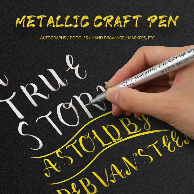 Permanent Metallic Paint Markers Set - Silver Gold Copper White Craft Pens for Rock Halloween Christmas