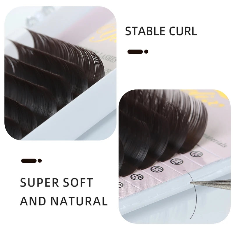 Dark Brown Fake Eyelashes - Natural Wispy Extension Set, Multiple Curl & Length Options