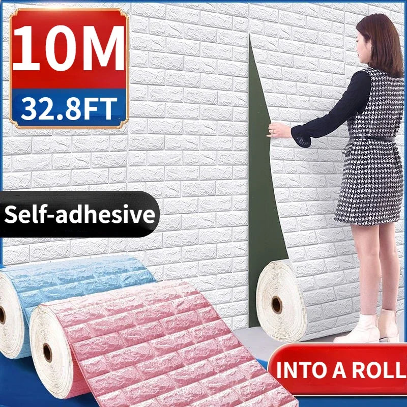 Self-Adhesive 3D Foam Brick Wall Panels for Living Room & Home Decor