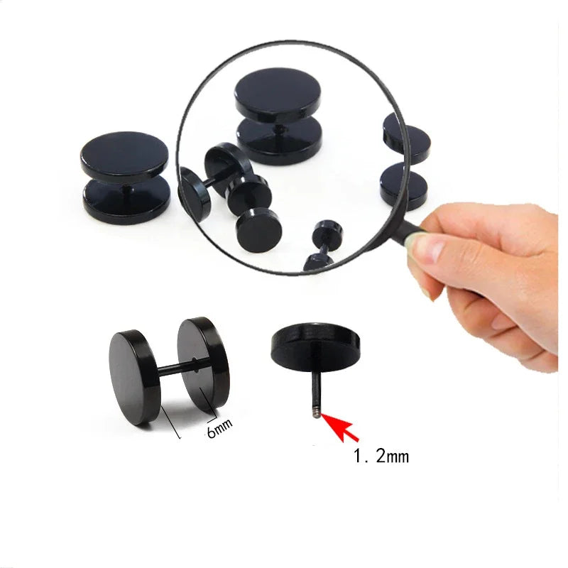 Unisex Round Stud Earrings for Women & Men - Stainless Steel, 2-14mm
