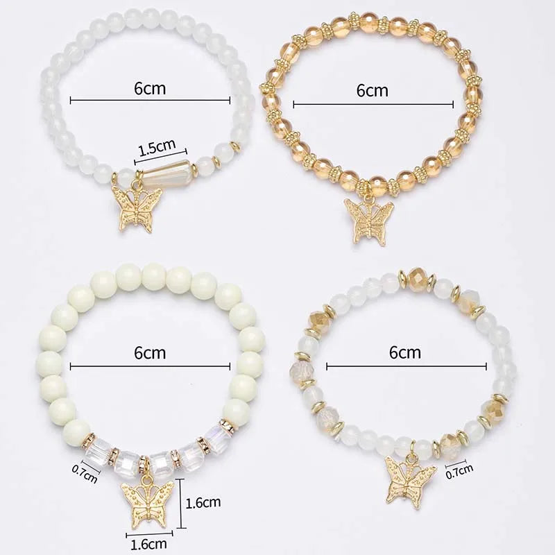 Trendy Butterfly Beaded Bracelet Set for Women - Bohemian Jewelry Gift