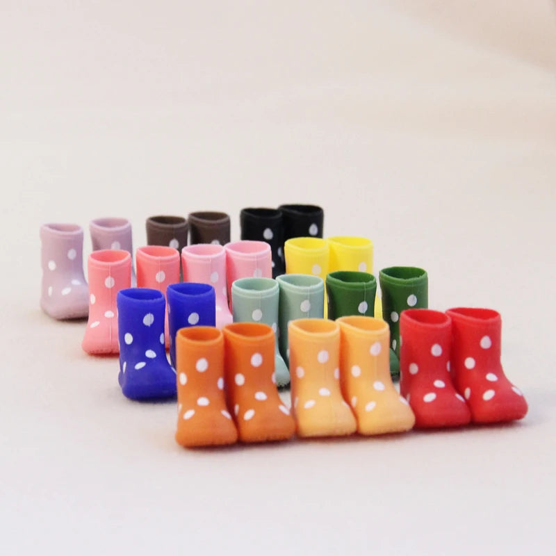 Mini Rain Boots Decor Set - Polka Dot Silicone House Accessories