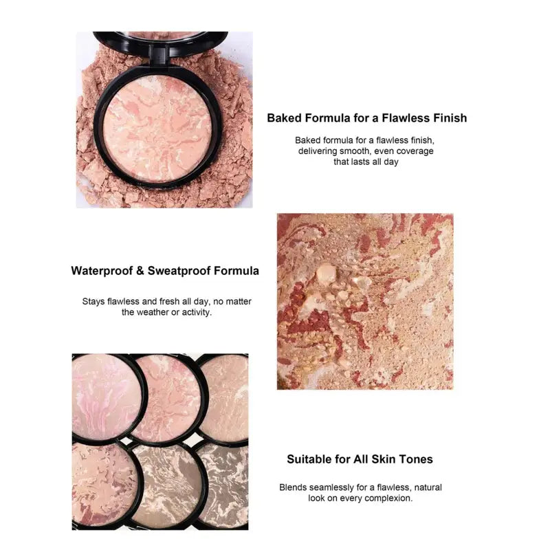 7 Colors Waterproof Matte Finishing Powder Foundation Compact Long Lasting Makeup Base