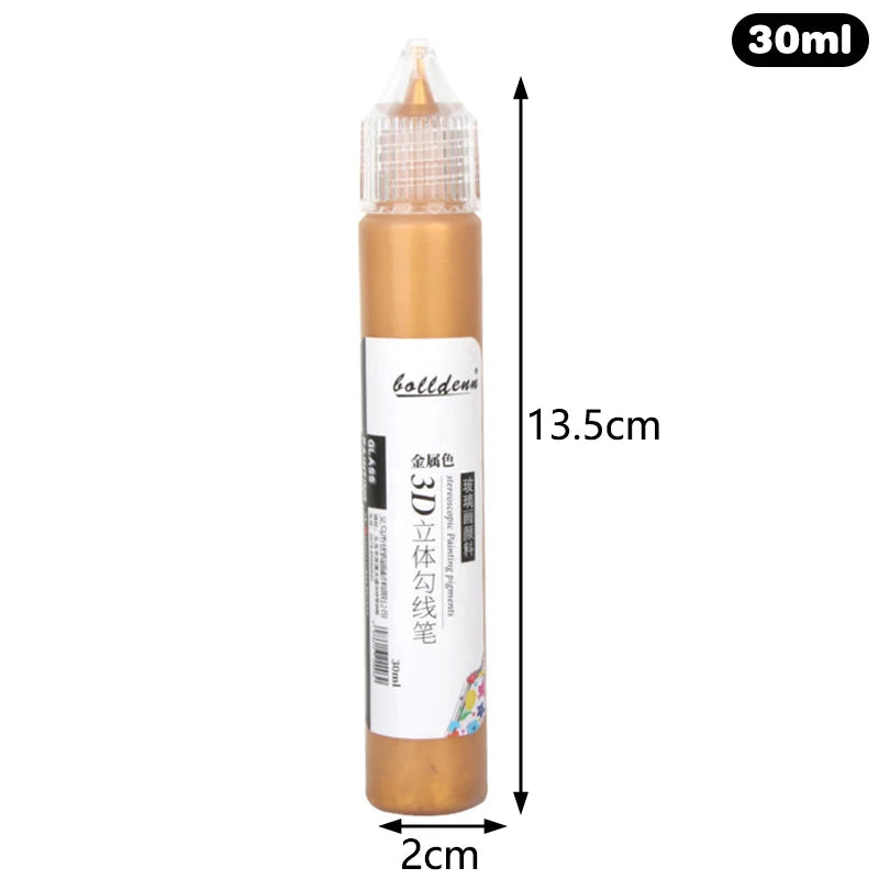 Glass Acrylic Paint Set - Waterproof 10/30ml with 3D Hook Pen for Glass & Art