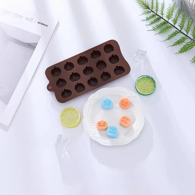 Halloween Silicone Mold Ghost Pumpkin Bat Chocolate Cake Ice Cube Baking Mold