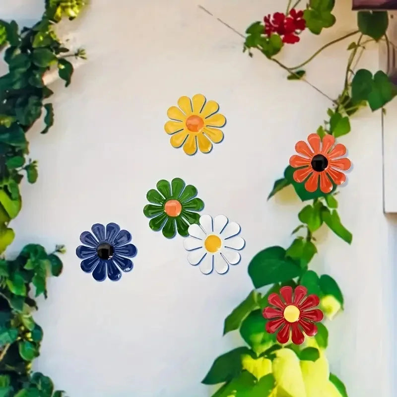 Outdoor Wall Sunflower Metal Decor 6-Pack Weatherproof Garden Art for Yard & Housewarming Gift