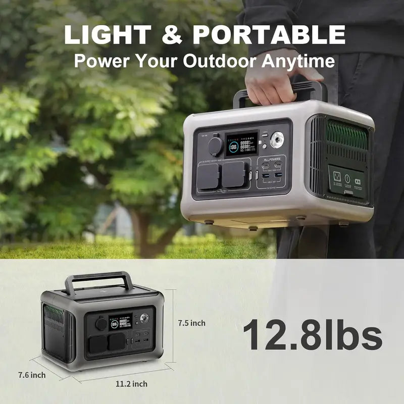 Portable Power Station 600W 299Wh Solar Generator with AC USB Output for Camping RV Home
