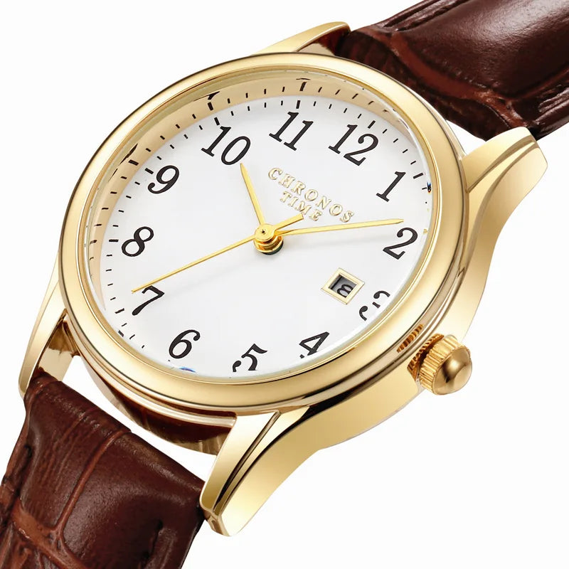 Luxury Women's Quartz Watch Waterproof Date Leather Strap - Multiple Colors
