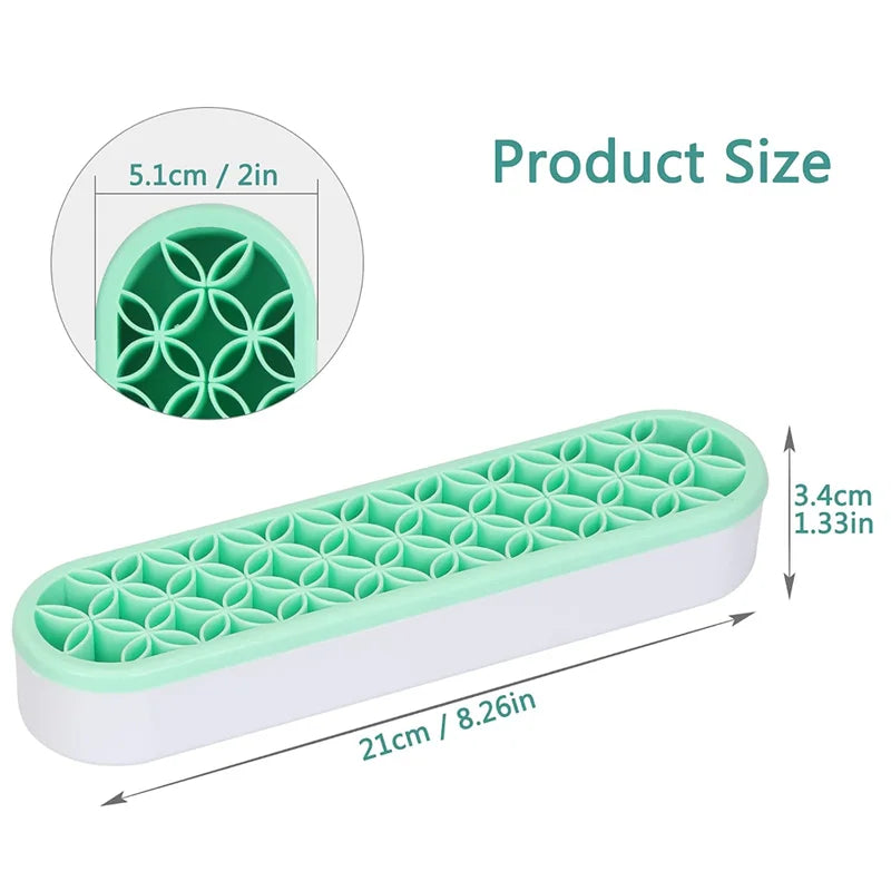 Silicone Makeup Brush Display Stand Organizer with Storage Holes - Tidy Vanity Shelf