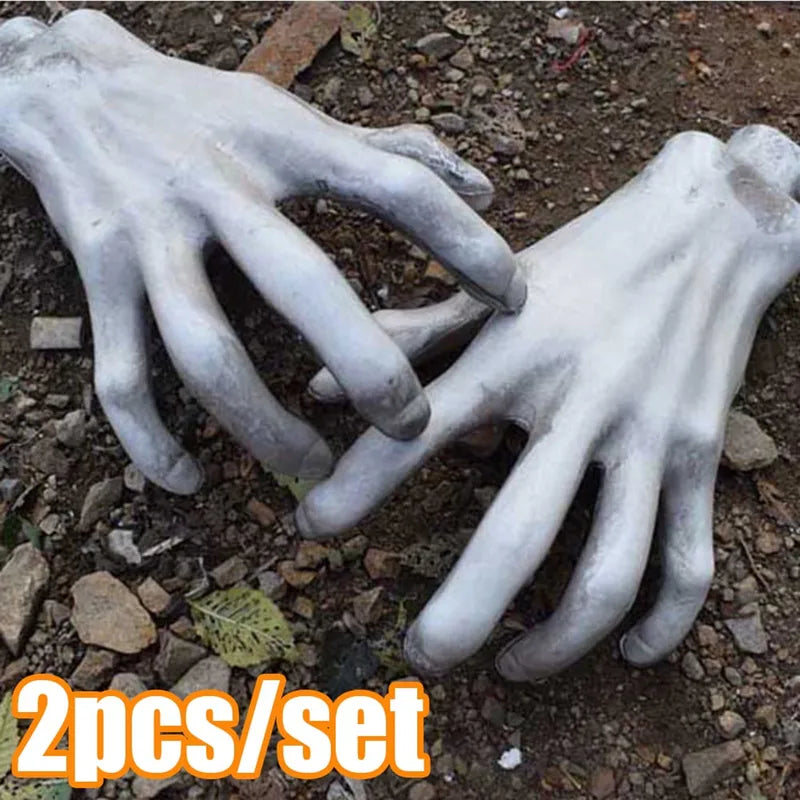Realistic Life Size Skeleton Hands Halloween Horror Prop - 2 Pack