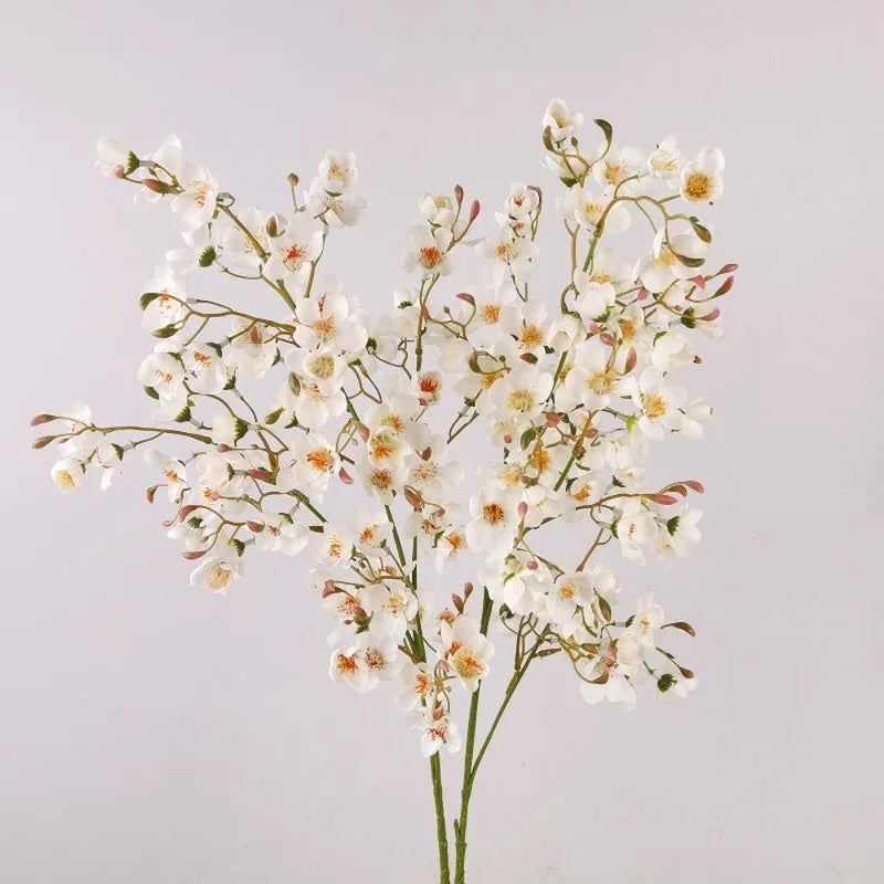 Artificial Flower Branch with Realistic Pear Blossom - Handmade Faux Floral Decoration