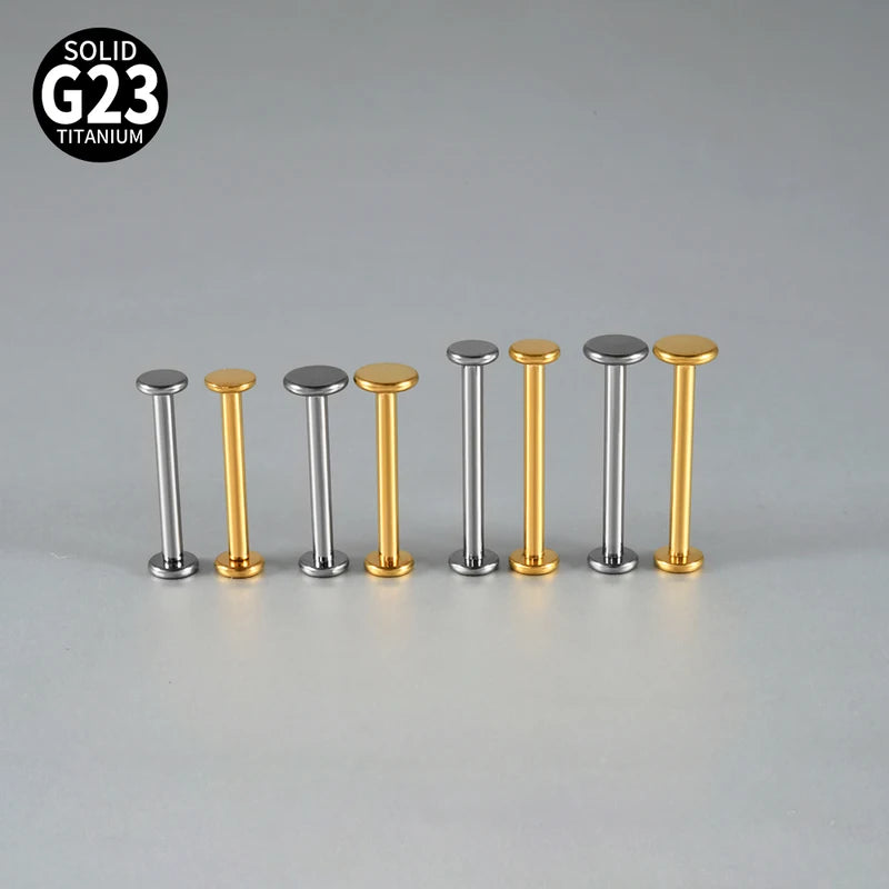 Titanium Labret Piercing Jewelry 14G Flat Internal Thread Tongue Barbell Set
