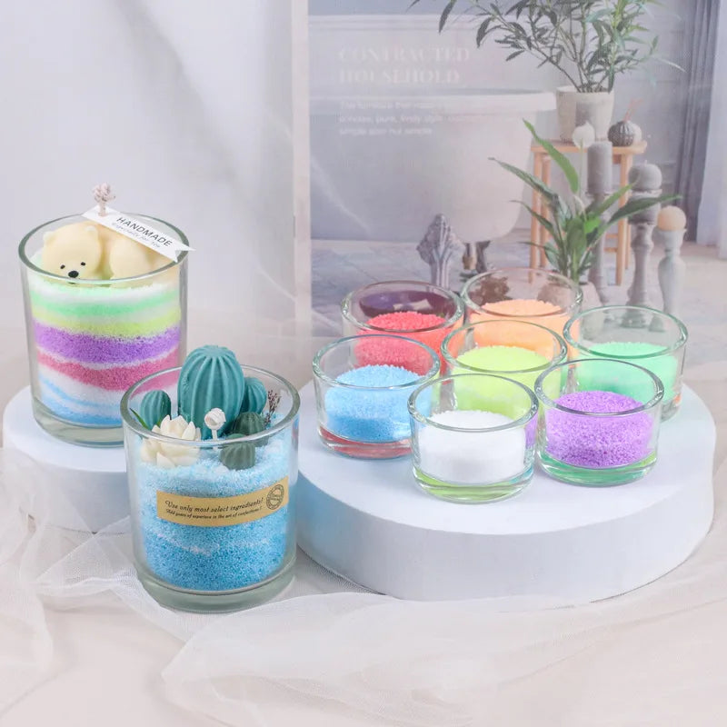 Colorful Particle Pearl Wax for Candle Making & Sand Painting - Smokeless Layered DIY Material